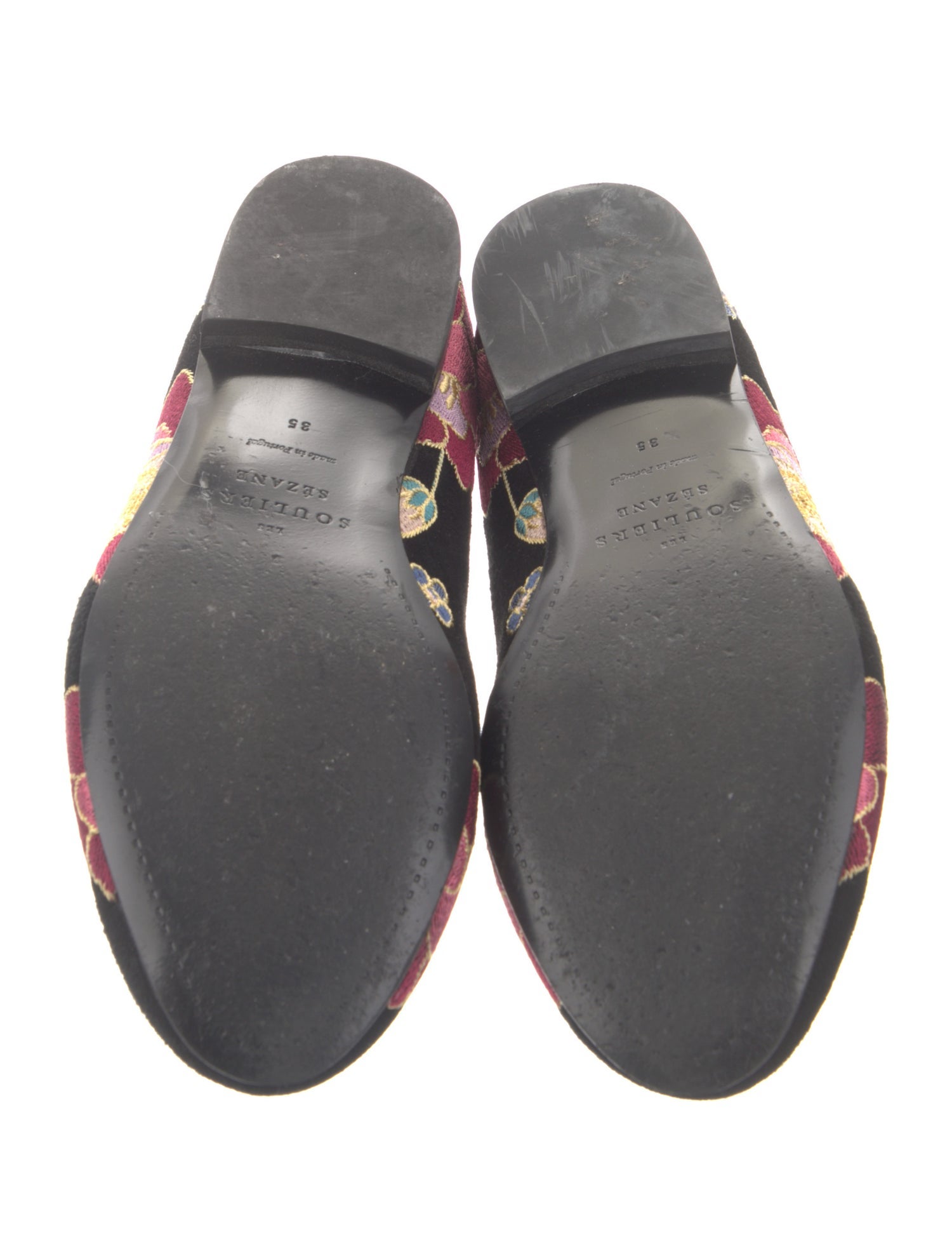 Sézane Suede Floral Print Loafers